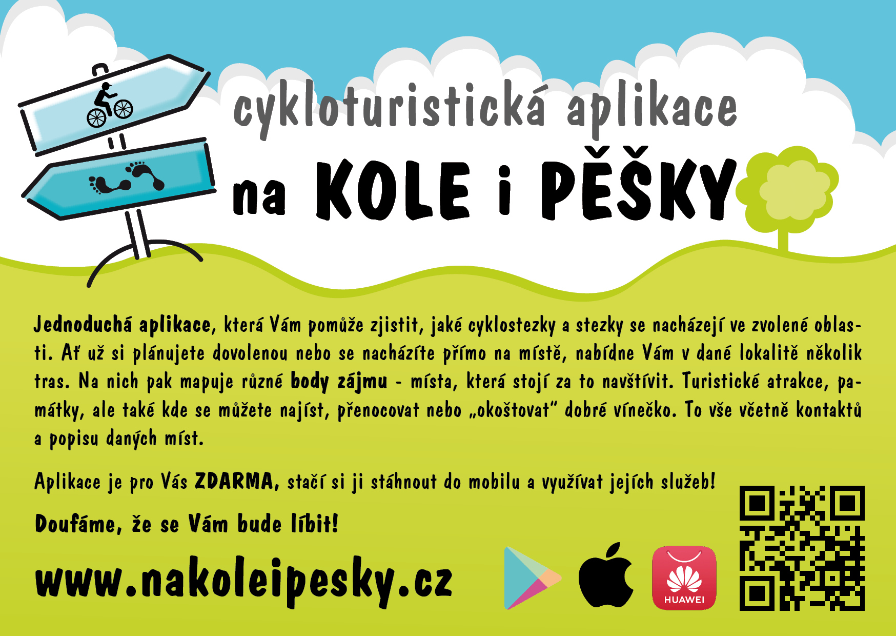 Cykloturistická aplikace NA KOLE I PĚŠKY